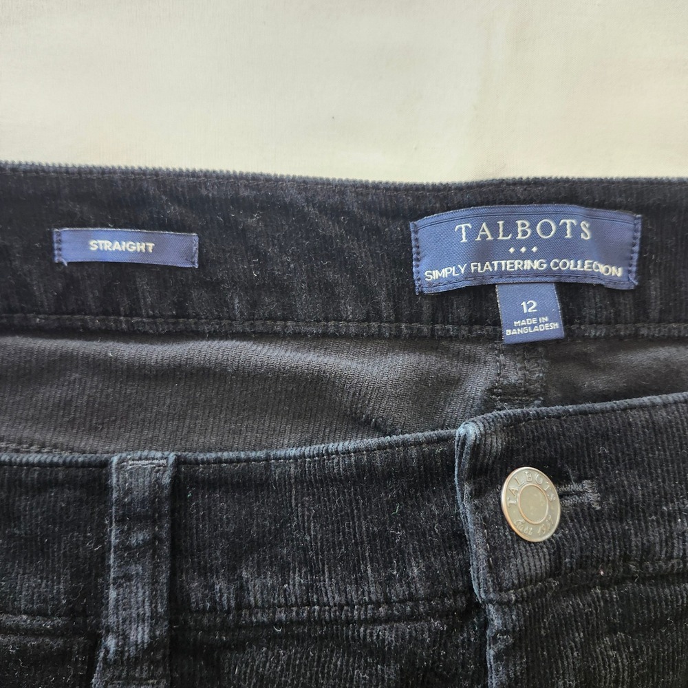 Talbots Simply Flattering Collection Black Straight Leg Corduroy Pants Womens 12 - Picture 3 of 6